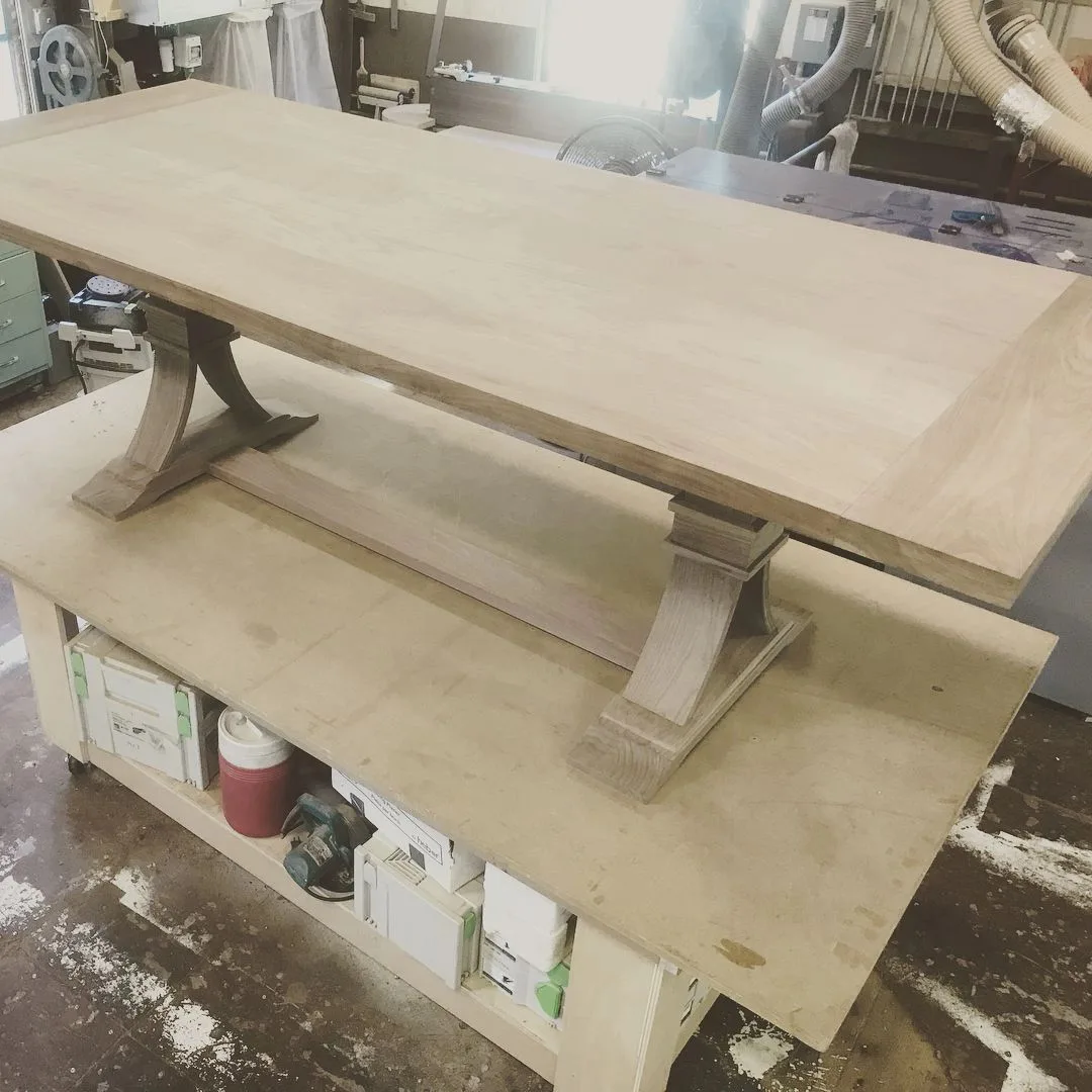 tiny thumbnail of pale slab table, Custom Tables